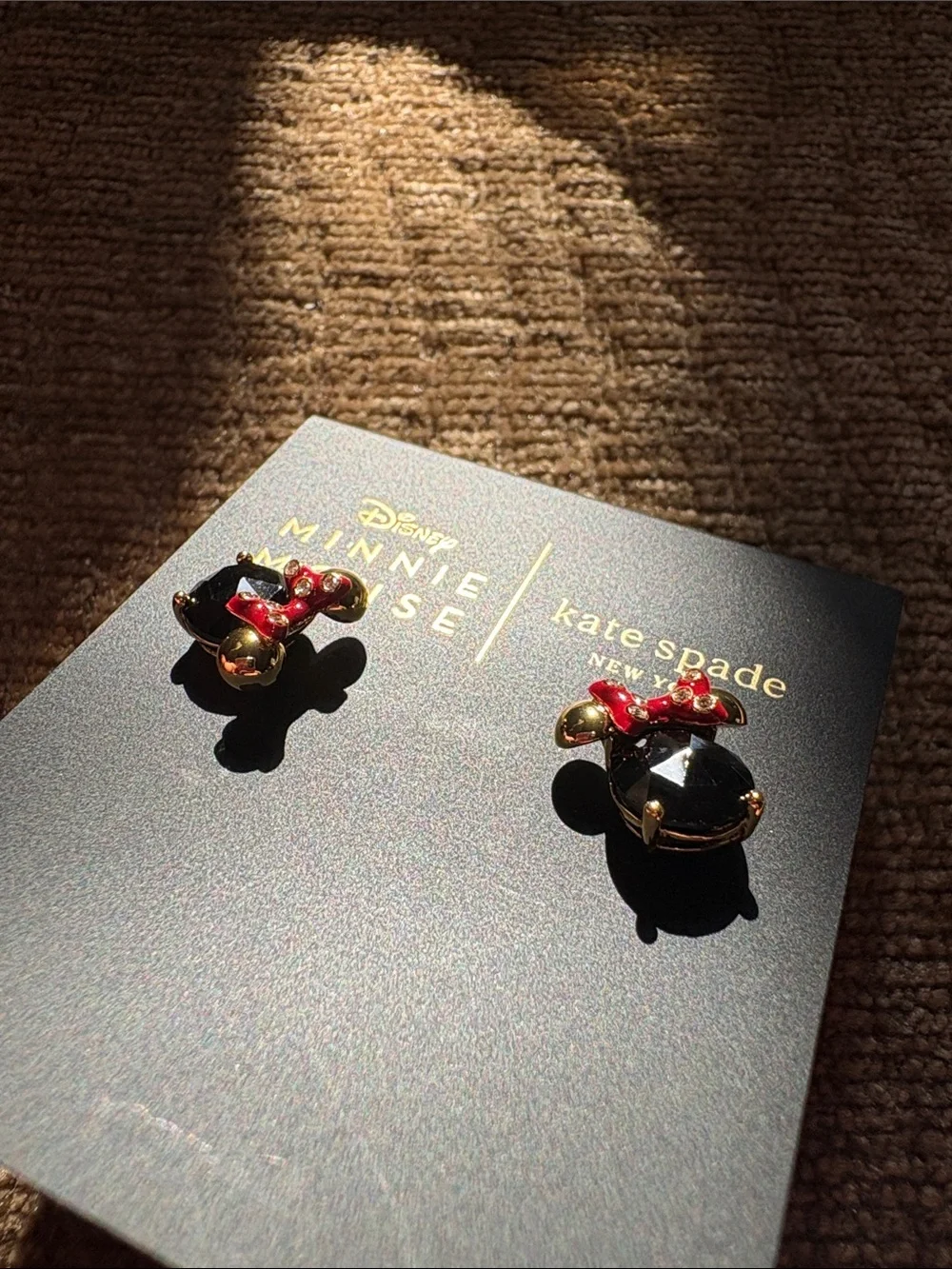 kate spade Minnie Mouse Black and Red Crystal Bow Stud Earrings
